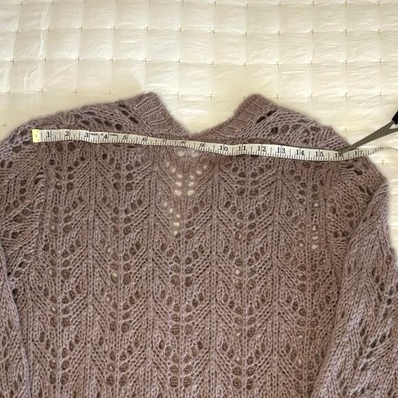 Wish List Chunky Knit Pointelle Cardigan Sweater Women's S/M | Lavender | EUC - Picture 8 of 9